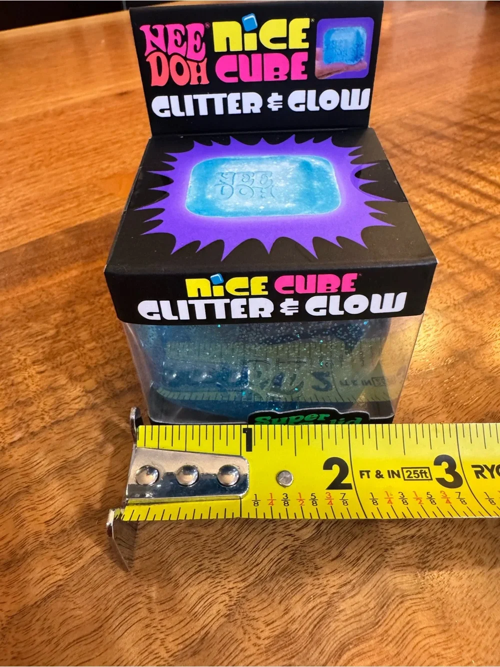 NeeDoh Nice Cube Glitter & Glow Blue NWT Super Solid Squish Authentic Schylling